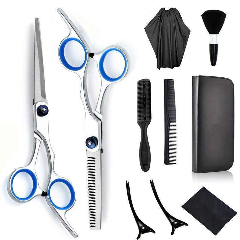 Hairdressing Scissors Set 8/10 pcs 15-24 cm with Bag Comb Clip Brush