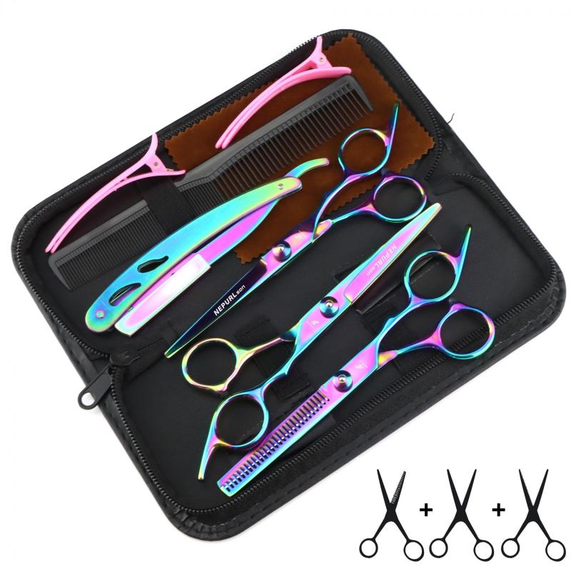 15 24 Cm Colored High Screw Diagonal Tail Hair Cutting Scissors