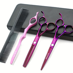 15 24 Cm Hair Cutting Scissors Set With Combs PU Leather Case