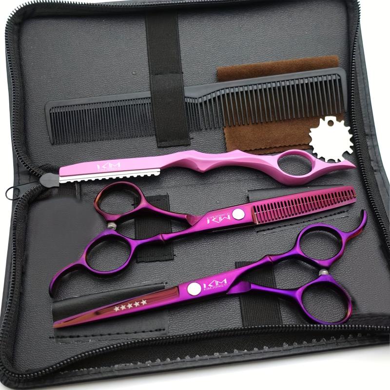15 24 Cm Hair Cutting Scissors Set With Combs PU Leather Case