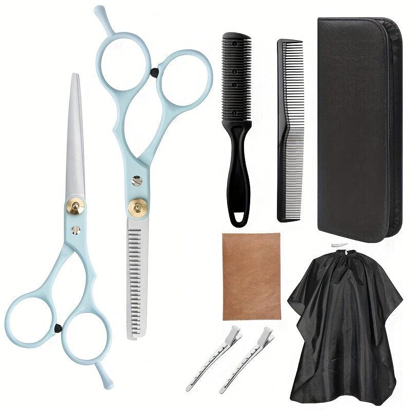 9Pcs Hair Cutting Scissors Kit Stainless Steel Professional Hairdressing Shears