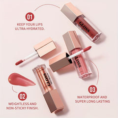12 Colors Liquid Moisturizing Lip Gloss Waterproof Long Lasting Makeup Kit