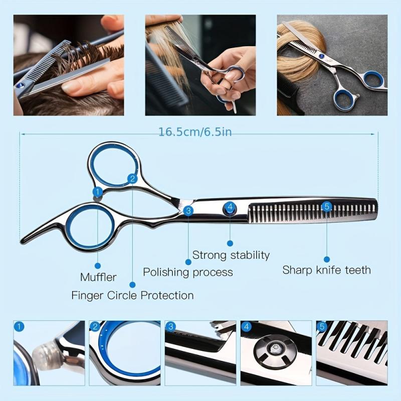 8pcs Hair Scissors Set Professional Haircut Scissors Hairdressing 15-24cm
