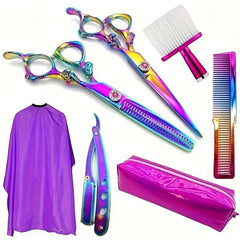 7pcs Hair Cutting Scissors Set Professional Hairdressing Tools Accessories
