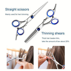 Professional Hair Cutting Shears Set Stainless Steel Hair Scissors Thinning Shea