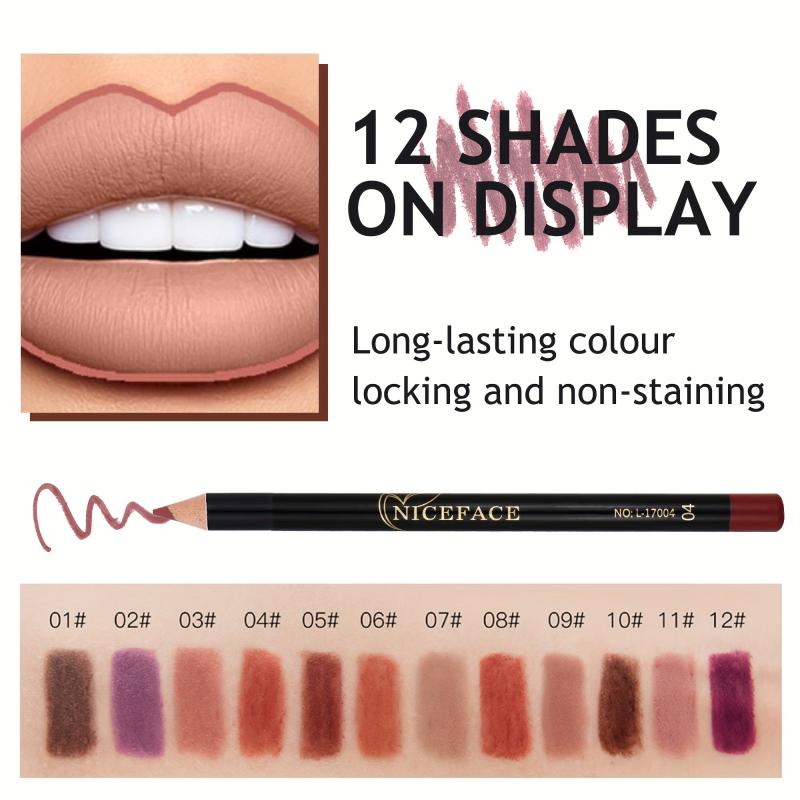 12pcs Lipstick Set Matte Dewy Finish Waterproof Lip Liner
