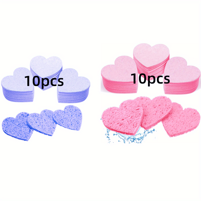 20 Heart Shape Compressed Facial Sponges with Container