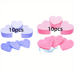 20 Heart Shape Compressed Facial Sponges with Container