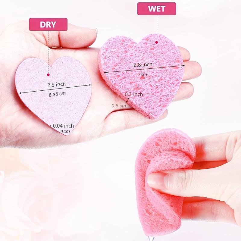20 Heart Shape Compressed Facial Sponges with Container