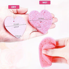 20 Heart Shape Compressed Facial Sponges with Container