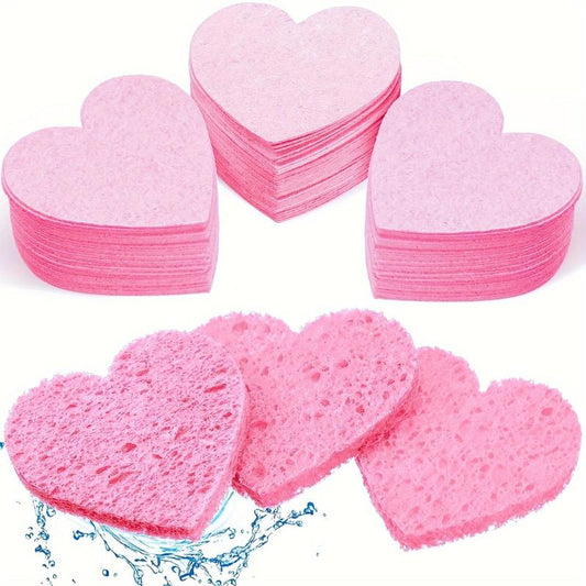 20 Heart Shape Compressed Facial Sponges with Container