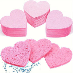 20 Heart Shape Compressed Facial Sponges with Container