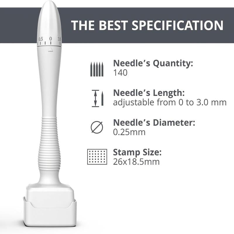 Adjustable Derma Stamp 140 Titanium Microneedle for Face Body Hair Beard
