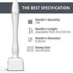 Adjustable Derma Stamp 140 Titanium Microneedle for Face Body Hair Beard