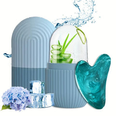 Ice Face Roller And Gua Sha Set for Face & Eye Puffiness Relief
