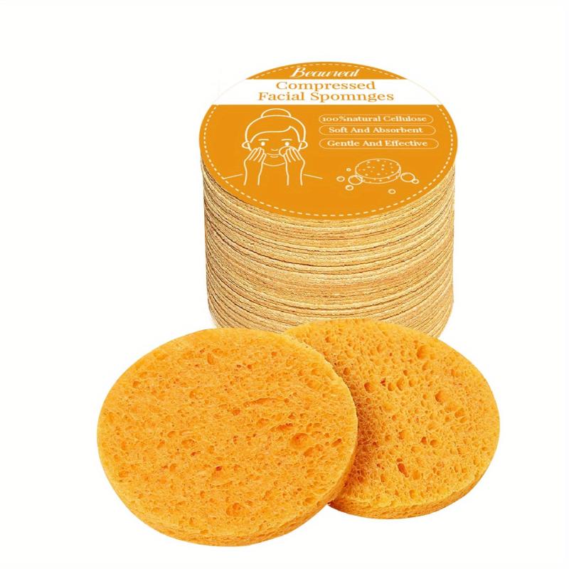 50pcs Wooden Paddle Sponge Face Wash Puff Makeup Remover Powder Puff