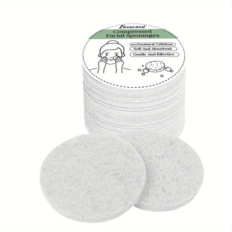 50pcs Wooden Paddle Sponge Face Wash Puff Makeup Remover Powder Puff