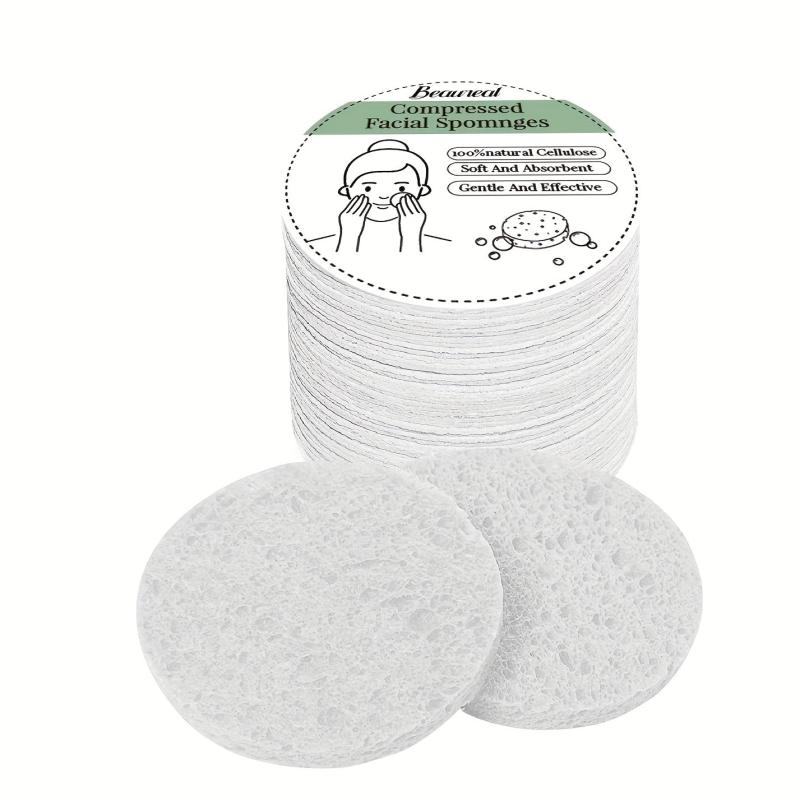 50pcs Wooden Paddle Sponge Face Wash Puff Makeup Remover Powder Puff