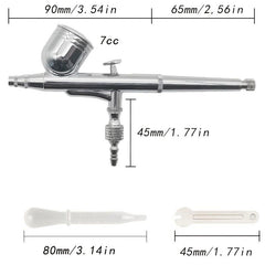Double Action Airbrush Set 7CC Metal Cup Feed Spray Gun Set