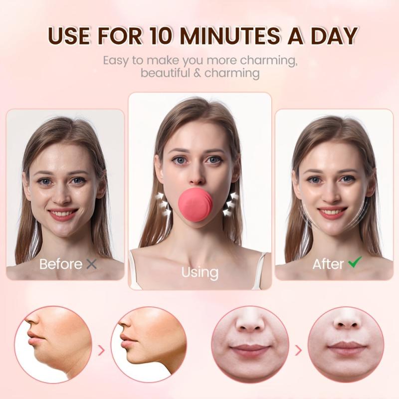 Pink Jaw Face Neck Toning Exerciser For Women V Shape Double Chin Instrument