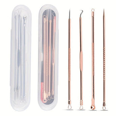 4 Pimple Popper Tool Kit Stainless Steel Acne Blackhead Remover with Storage Box