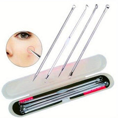 4 Pimple Popper Tool Kit Stainless Steel Acne Blackhead Remover with Storage Box