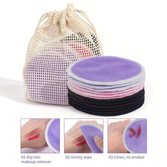 12pcs Colorful Makeup Remover Towel Mesh Bag Soft and Reusable Washable Puff
