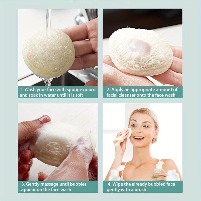 2pcs Natural Loofah Pads Face Exfoliator Scrubber Handheld Luffa Pad Sponges
