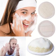 2pcs Natural Loofah Pads Face Exfoliator Scrubber Handheld Luffa Pad Sponges