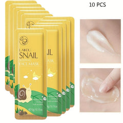 10 Pcs Snail Face Mask Moisturizing Travel Smooth Wrinkle