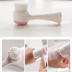 3D Bilateral Silicone Facial Cleanser Brush Soft Bristles - Men and Women