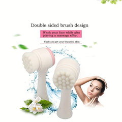 3D Bilateral Silicone Facial Cleanser Brush Soft Bristles - Men and Women