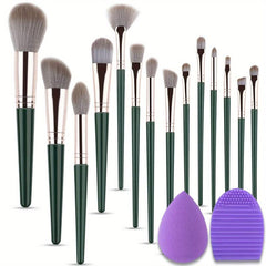 14Pcs Makeup Brushes Set with Cleaner Pad & Sponge
