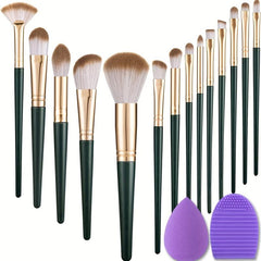 14Pcs Makeup Brushes Set with Cleaner Pad & Sponge
