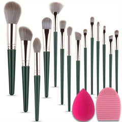 14Pcs Makeup Brushes Set with Cleaner Pad & Sponge