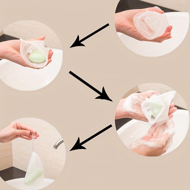 3pcs Soap Bubble Mesh Bags Exfoliating Mesh Soap Bag Drawstring Holder Bags
