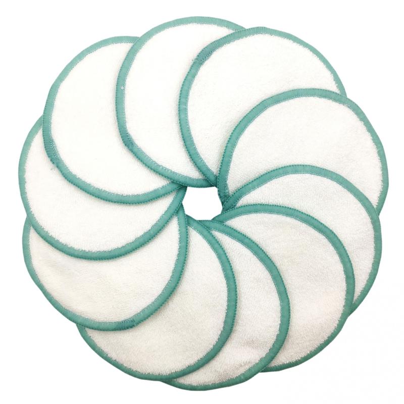 10pcs Reusable Bamboo Cotton Makeup Remover Pads in Mesh Bag
