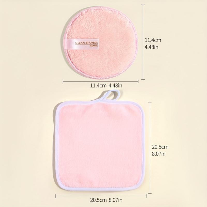 5pcs Facial Cleanser Set Square Face Towel Round Makeup Remover Puff Kit