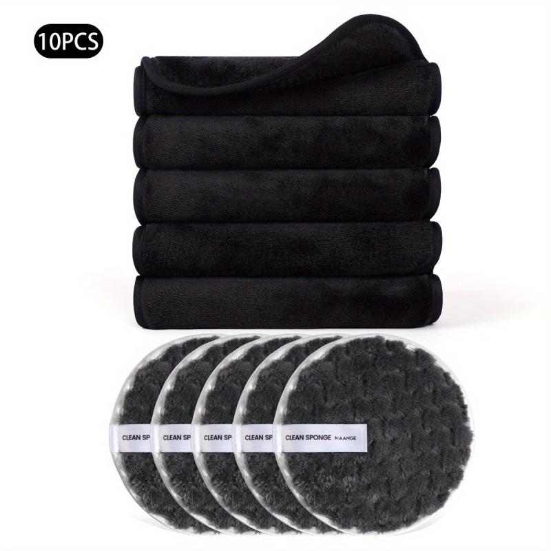 5pcs Facial Cleanser Set Square Face Towel Round Makeup Remover Puff Kit