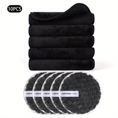 5pcs Facial Cleanser Set Square Face Towel Round Makeup Remover Puff Kit