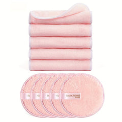 5pcs Facial Cleanser Set Square Face Towel Round Makeup Remover Puff Kit