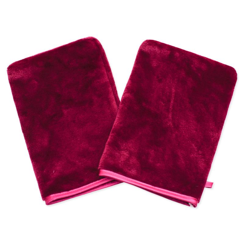 2 Pcs Flannel Makeup Remover Gloves Body Wash Mitts