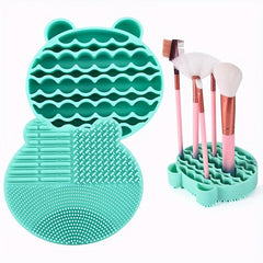 Silicone Makeup Brush Cleaning Mat With Brush Drying Holder