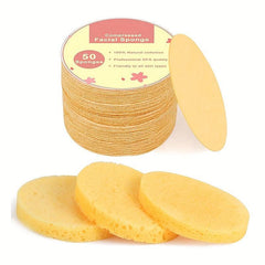 Compressed Facial Sponges 50 Count - Daily Cleansing Exfoliating Spa Sponge