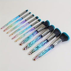 10pcs Crystal Handle Makeup Brushes Set Ideal Gift