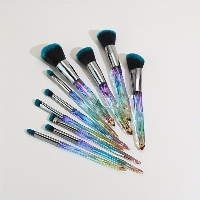 10pcs Crystal Handle Makeup Brushes Set Ideal Gift