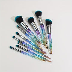 10pcs Crystal Handle Makeup Brushes Set Ideal Gift