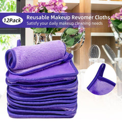 12pcs Reusable Makeup Remover Cloths Pads - Face Cleansing Cloth