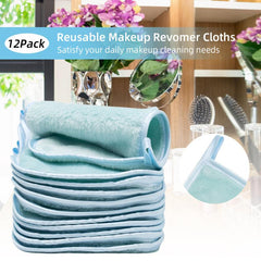 12pcs Reusable Makeup Remover Cloths Pads - Face Cleansing Cloth