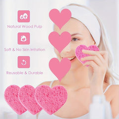 20 Pcs Heart Shape Facial Sponges with Container